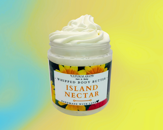 Island Nectar whipped body butter with tropical inspired presentation