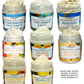 Collection of Teopical whipped body butter jars with various scents and labels.