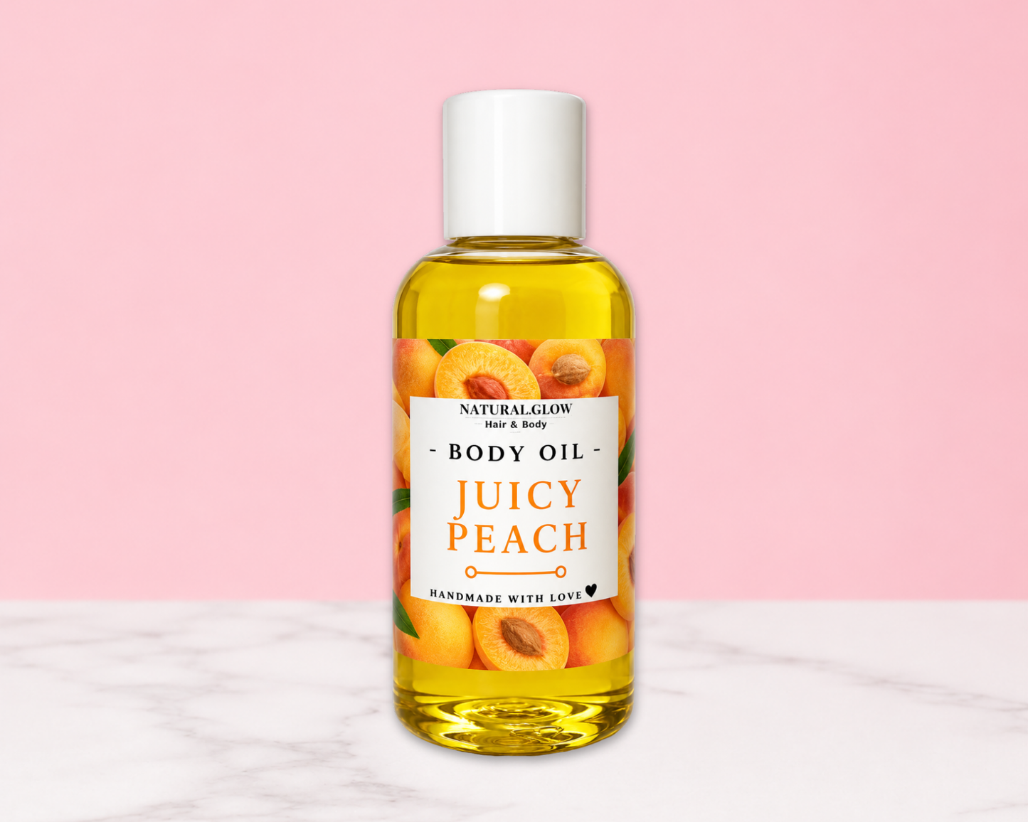 juicy peach moisturizing body oil by Natural Glow Hair & Body