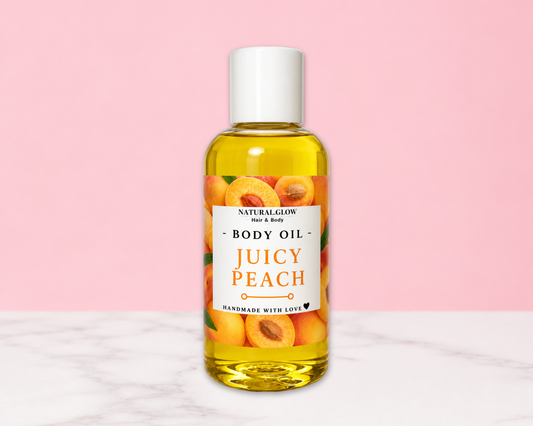 juicy peach moisturizing body oil by Natural Glow Hair & Body