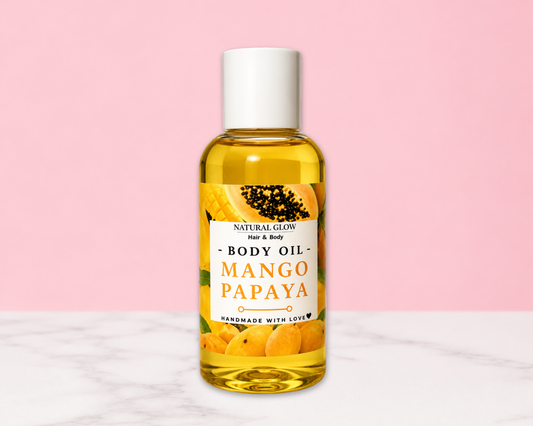mango papaya moisturizing body oil by Natural Glow Hair & Body