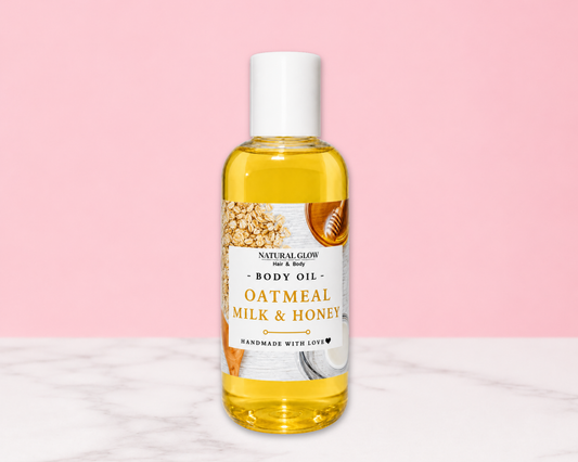oatmeal milk and honey moisturizing body oil by Natural Glow Hair & Body