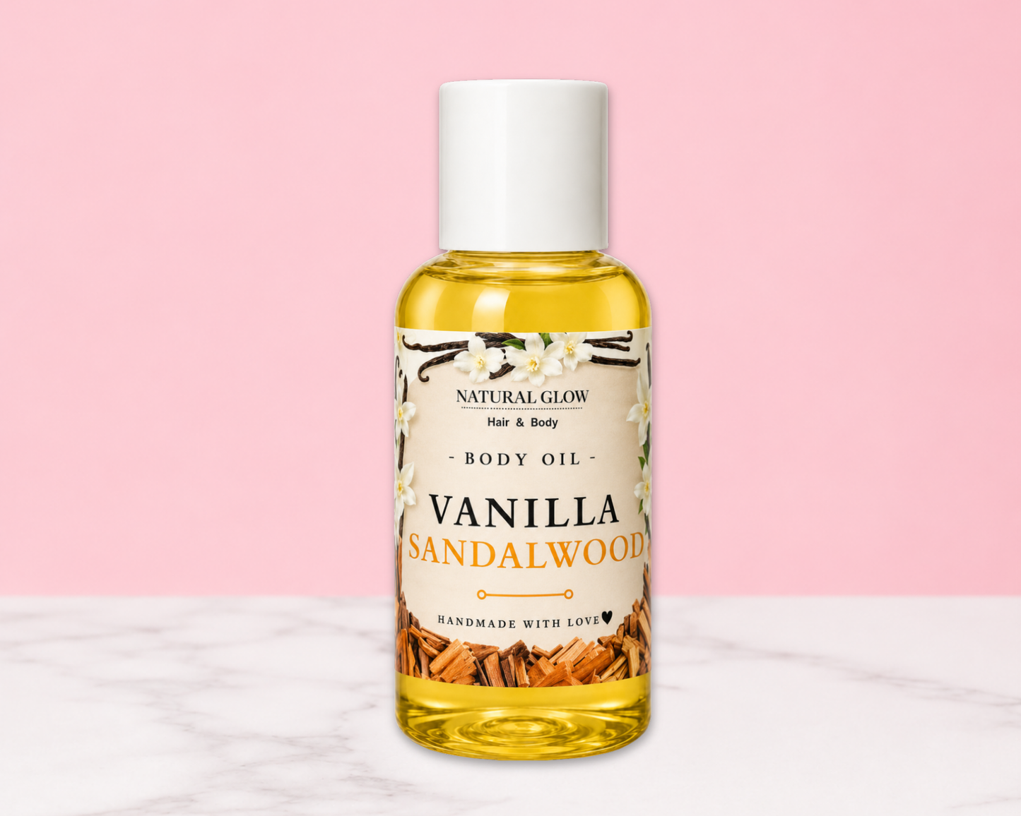 vanilla sandalwood moisturizing body oil by Natural Glow Hair & Body
