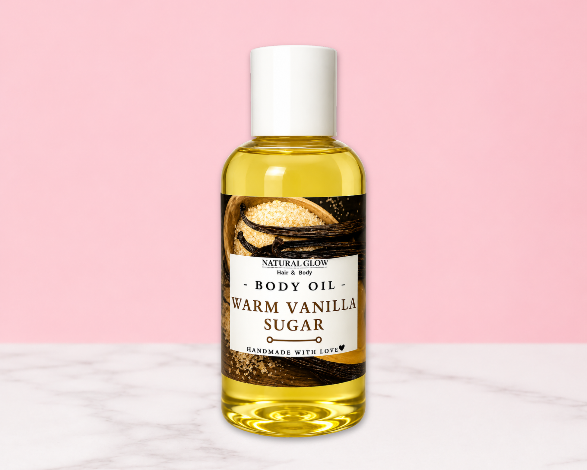 warm vanilla sugar scented moisturizing body oil by Natural Glow Hair & Body